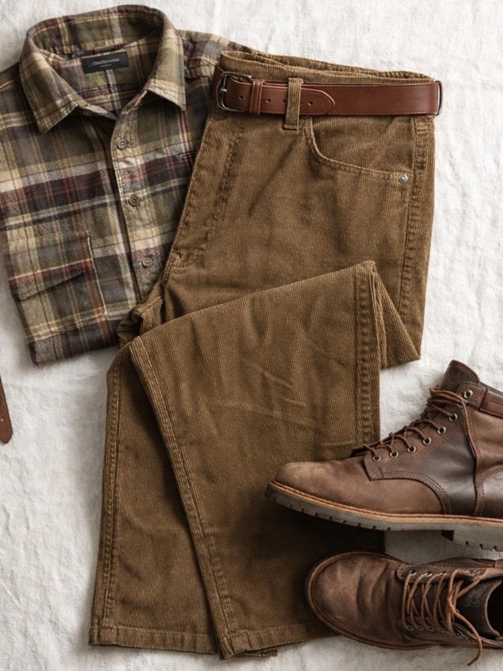 LL Bean BeanFlex Corduroy Pants 38x30 Brown Standard Fit Stretch Casual